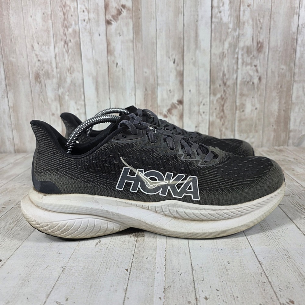 Hoka Mach 6 Womens Running Shoes Black White 1147810 Size 11B